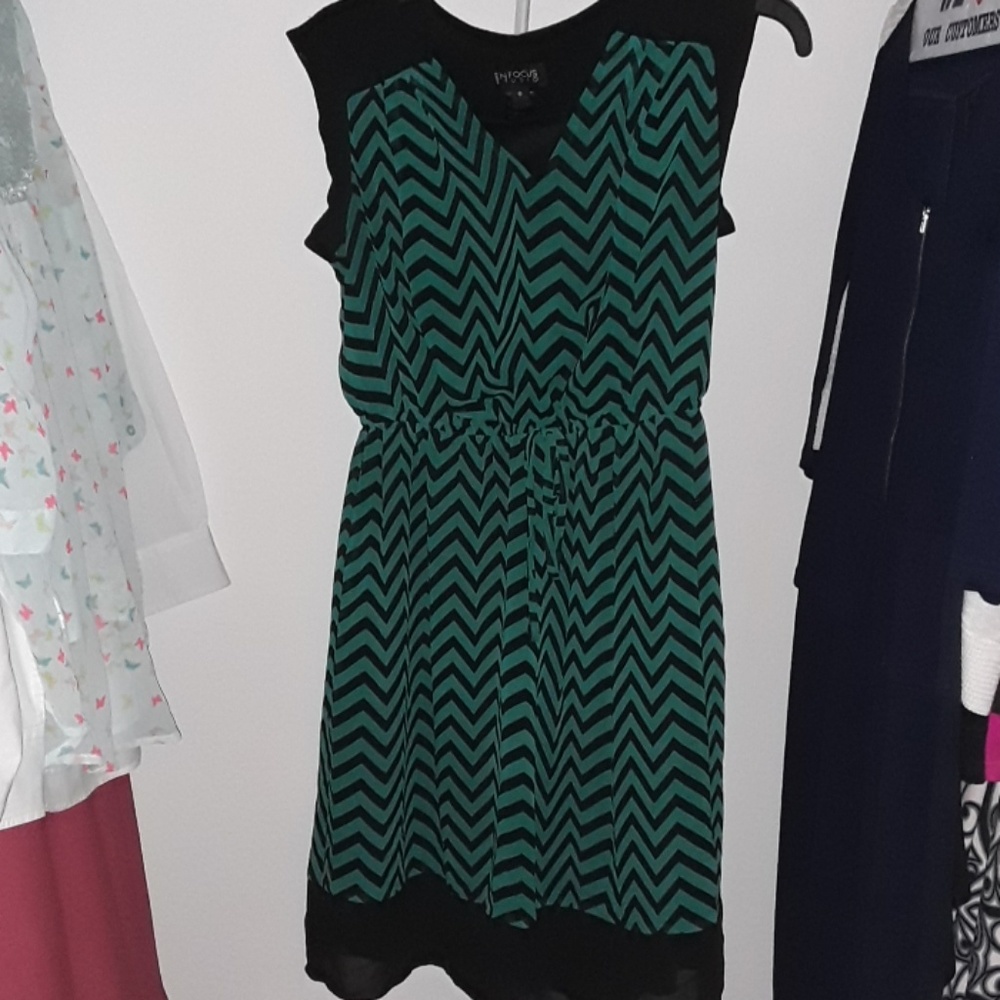 Green and black zig zag dress